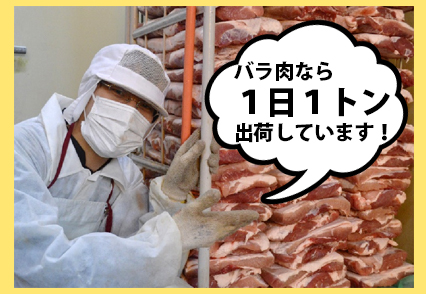 バラ肉なら1日1トン出荷しています!