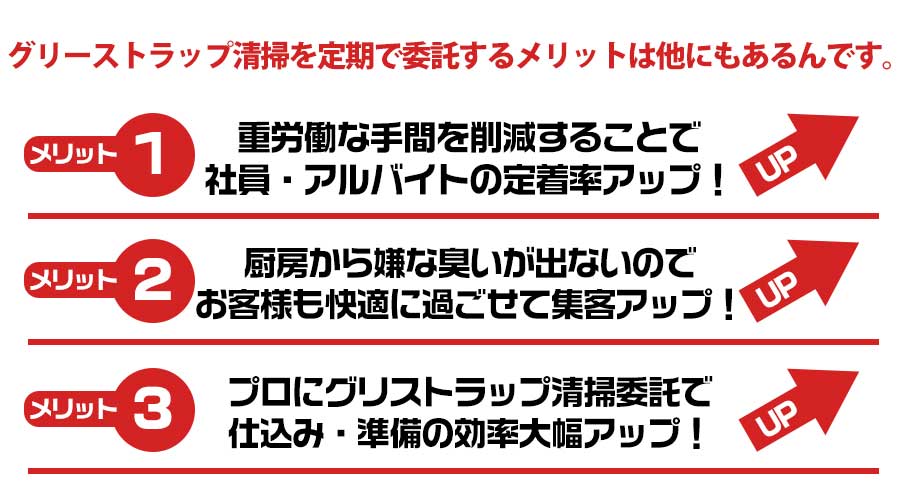 グリーストラップ清掃を定期で委託するメリットは他にもあるんです。