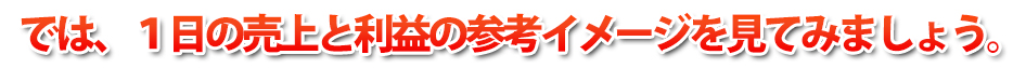 では、１日の売上と利益の参考イメージを見てみましょう。